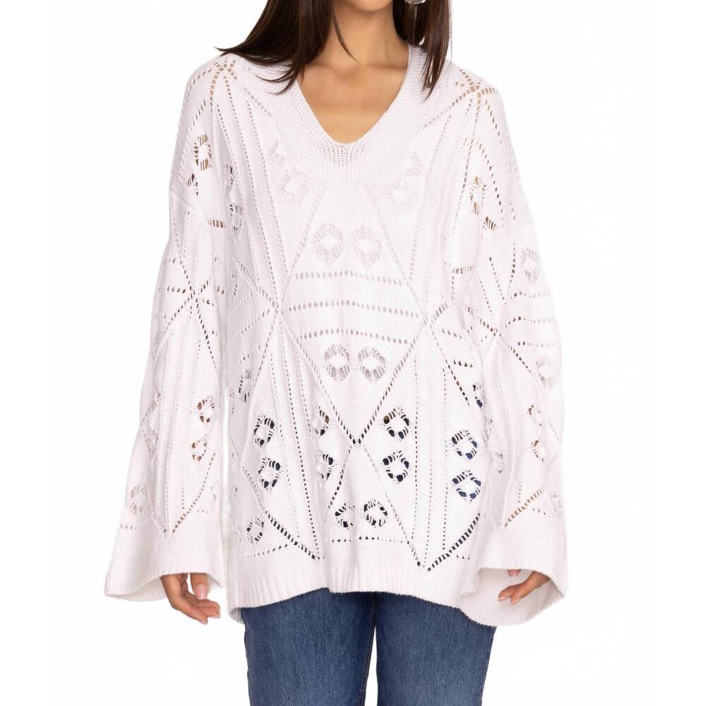 NEW JOHNNY WAS baja pullover sweater in white